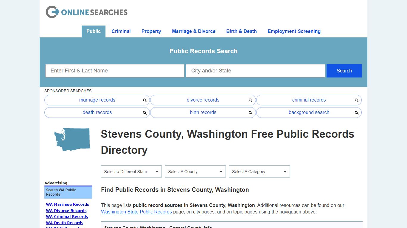 Stevens County, Washington Public Records Directory